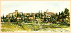 Cosale d'Elsa, Tuscany<br>from a water-colour by James Stevens Curl, 1980